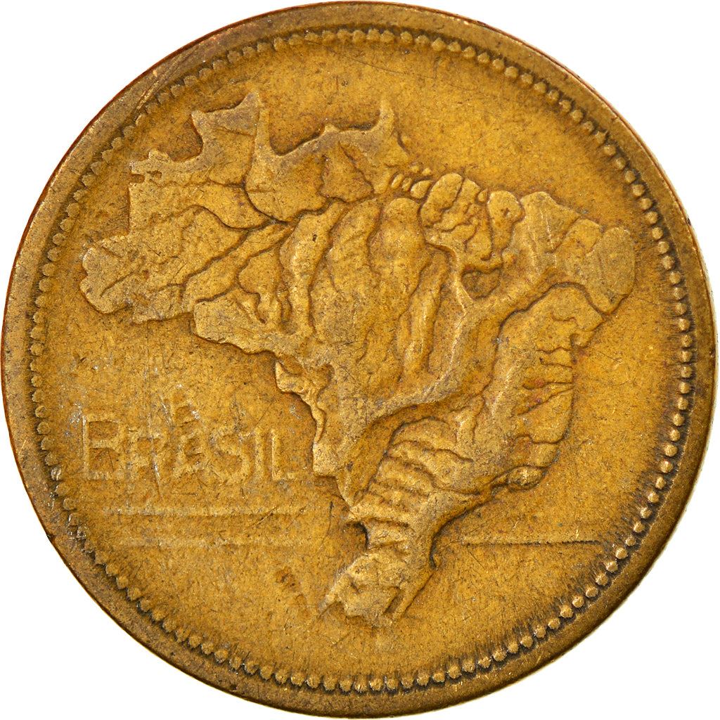 Brazil | 1 Cruzeiro Coin | Map of Brazil | Km:558 | 1942 - 1956