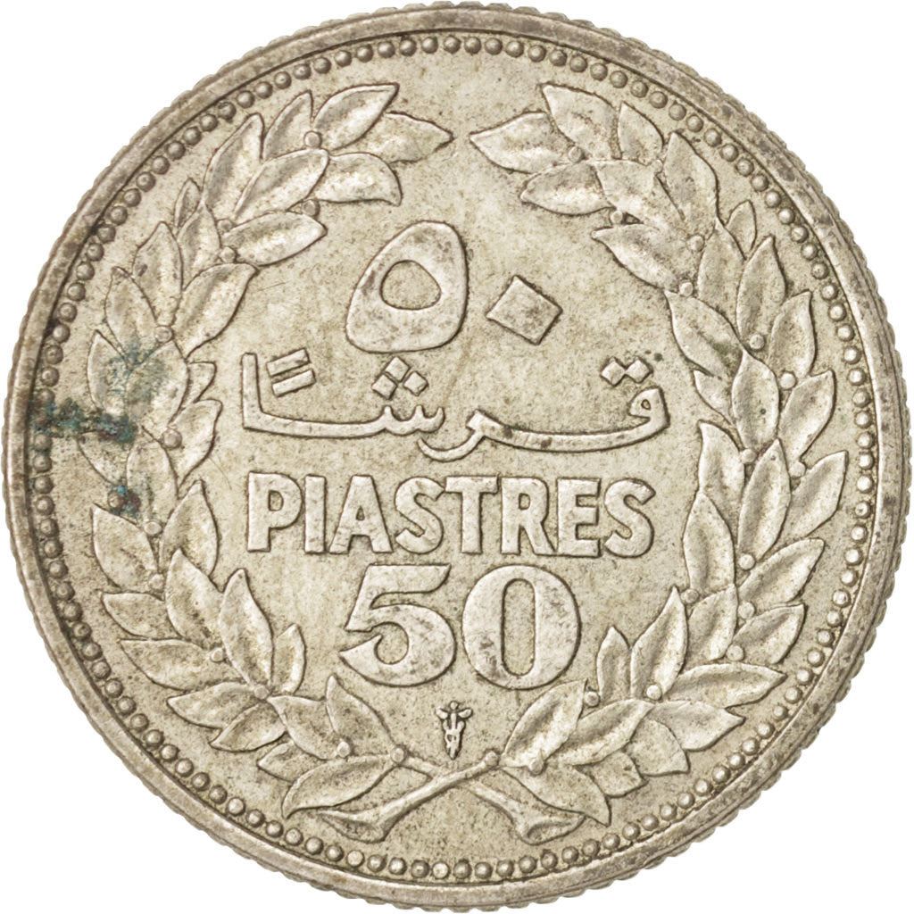 Lebanon | 50 Qirsha / Piastres Coin | Cedar tree | Km:17 | 1952