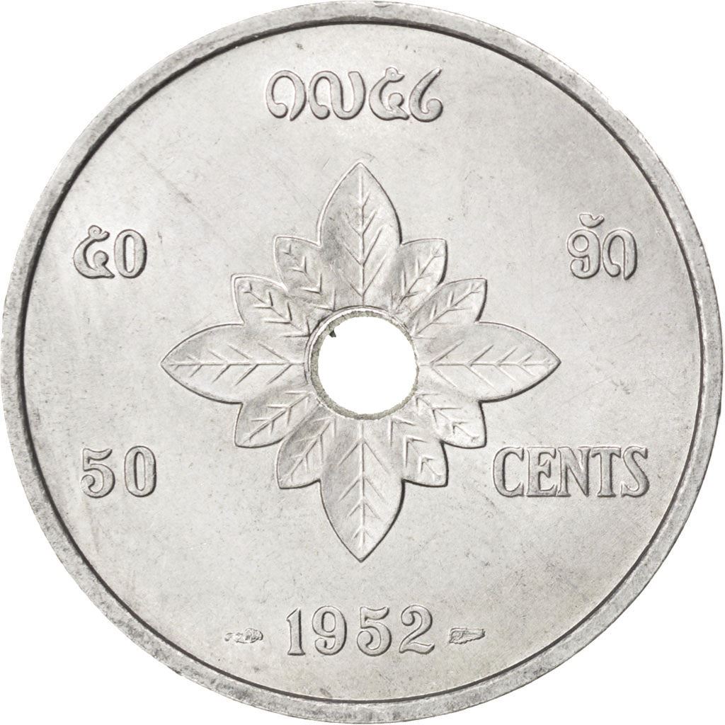 Laos | 50 Cents Coin | Constitution Book | Km:6 | 1952