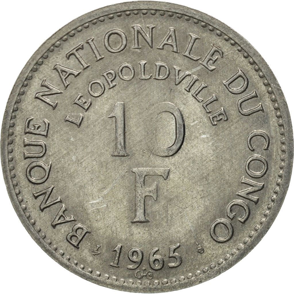 Congo-Leopoldville | 10 Francs Coin | Lion | Km:1 | 1965