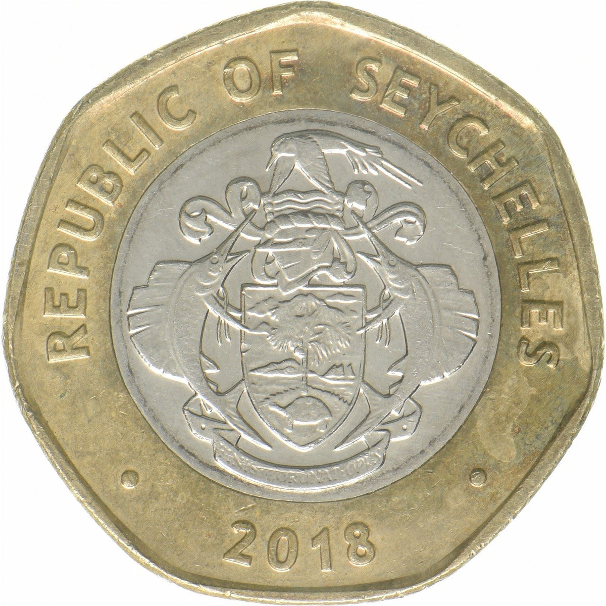 Seychelles | 10 Rupees Coin | Aldabra Giant Tortoise | Bimetallic | KM:182a | 2018