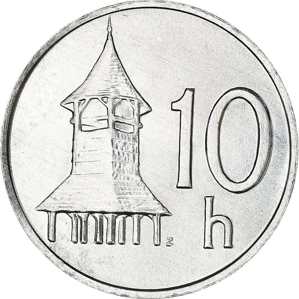 Slovakia | 10 Halierov Coin | Wooden Belfry | Slovak Shield | Km:17 | 1993 - 2003
