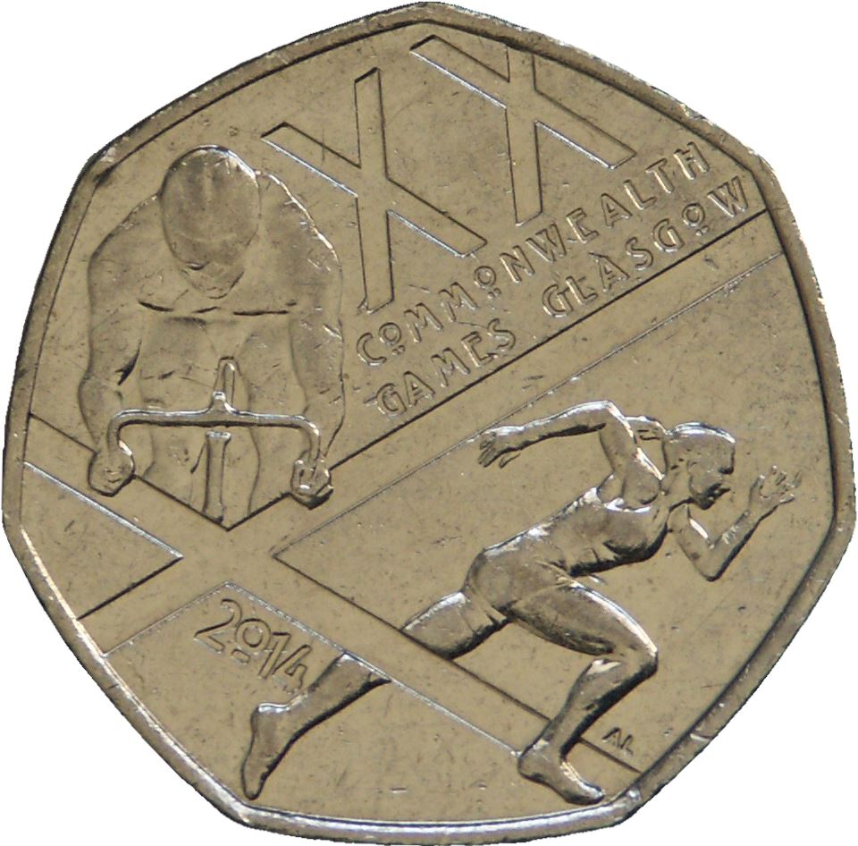 United Kingdom 50 Pence Coin | Elizabeth II 4th portrait | Commonwealth Games | 2014