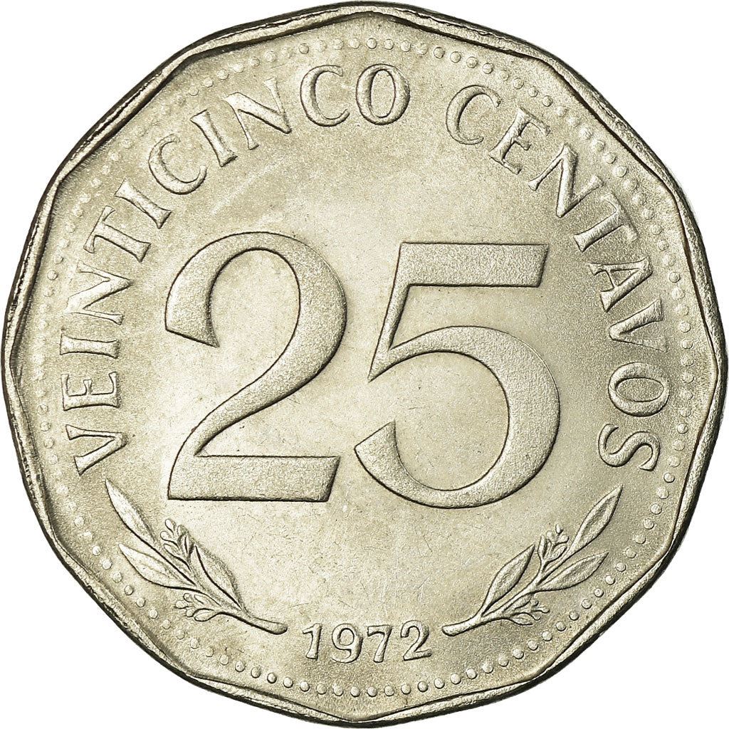 Bolivia | 25 Centavos | Nickel clad steel | Coat of Arms | KM:193 | 1971-1972