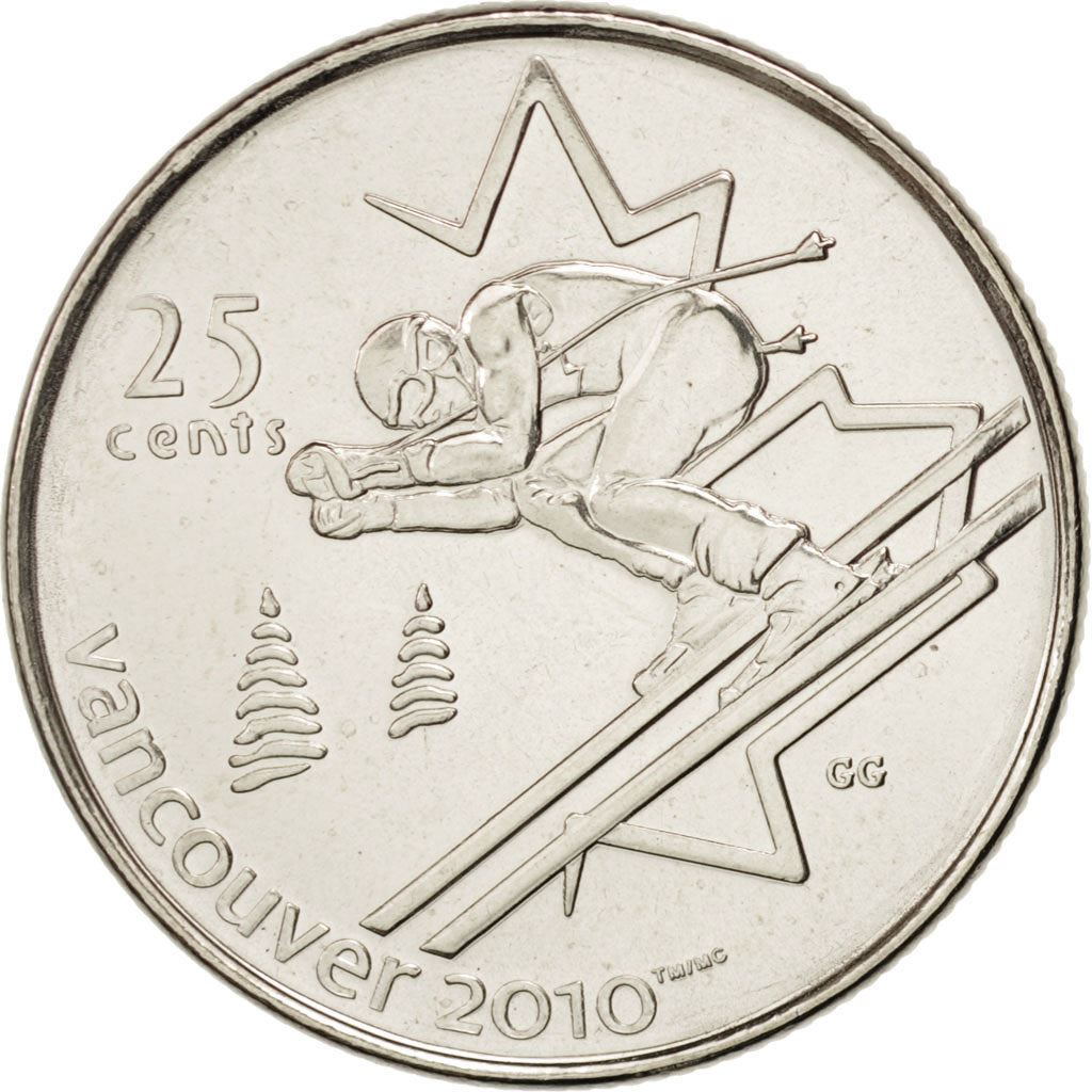Canada | 25 Cents Coin | Nickel plated steel | Alpine skiing | KM:686 | 2007-2008