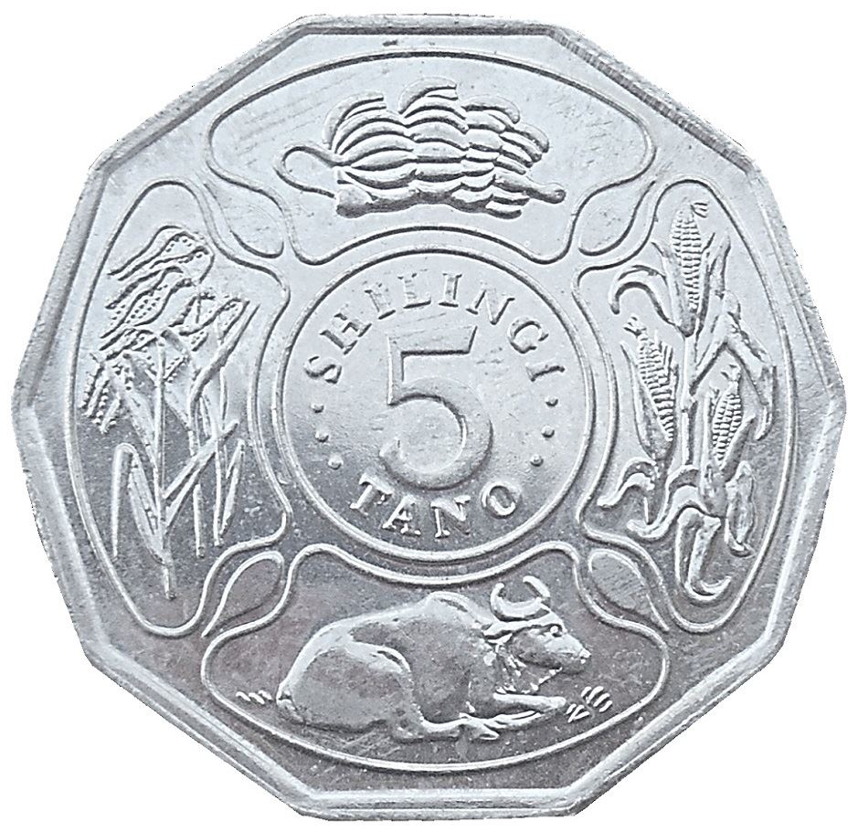 Tanzania | 5 Shilingi Coin | Cow | Corn | Km:23A | 1990 - 1993