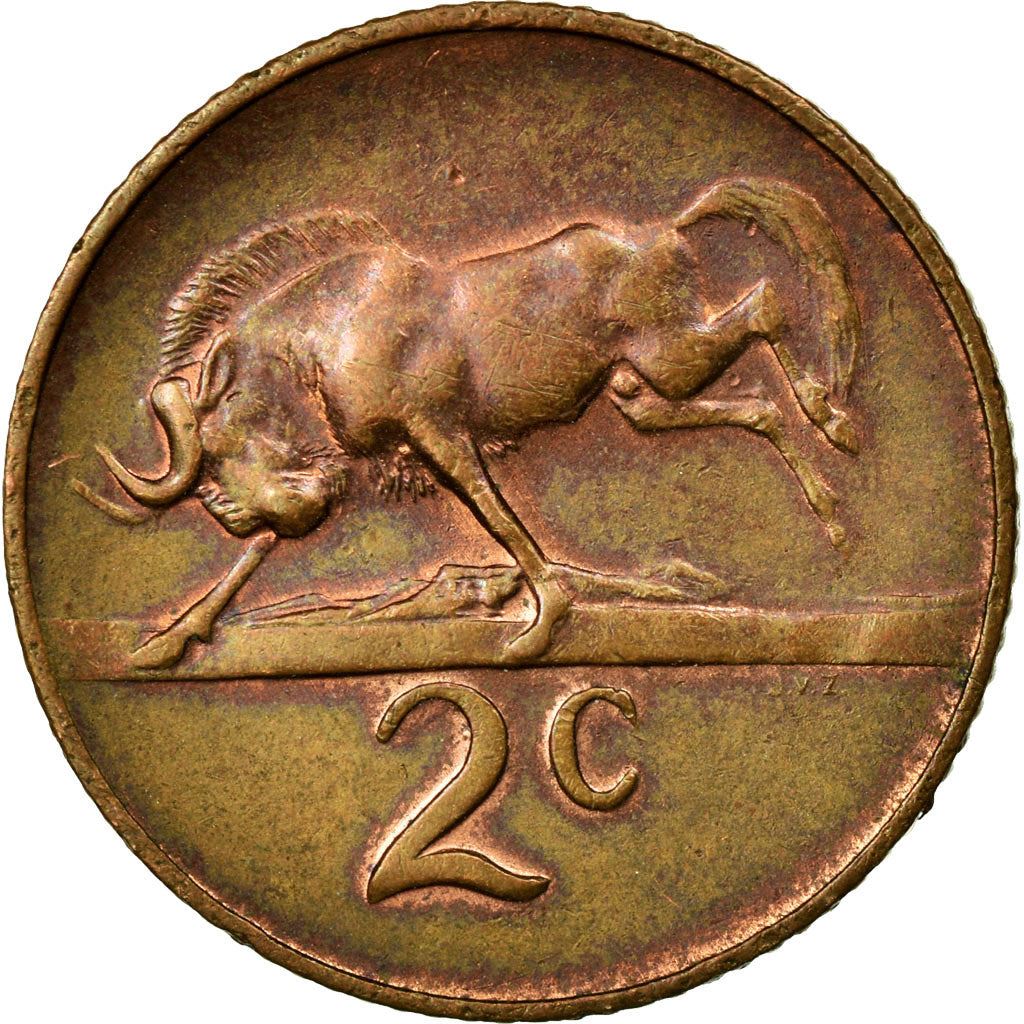 Pièce de 2 Cents d'Afrique du Sud | Légende Afrikaans - SUID-AFRIKA | KM66.2 | 1965 - 1969