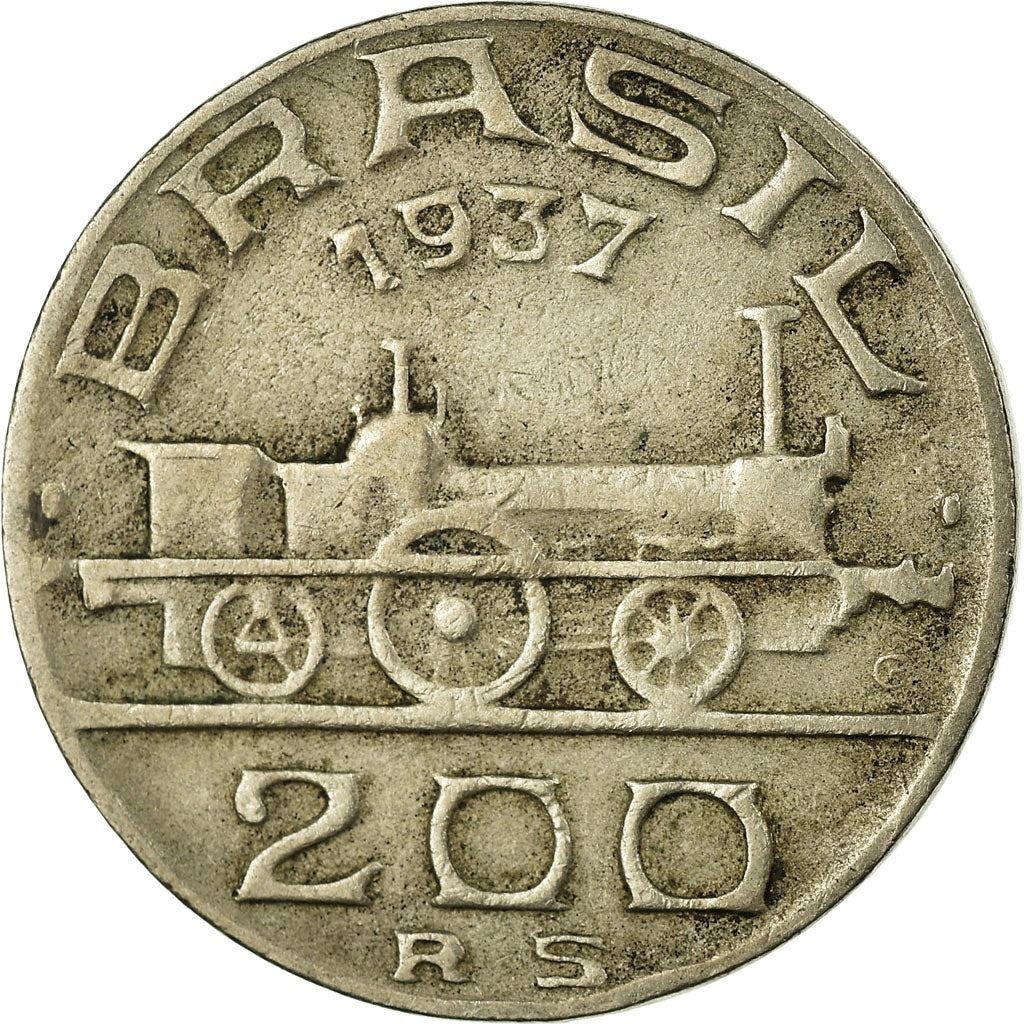 Brazil | 200 Reis Coin | Steam engine | Km:537 | 1936 - 1938