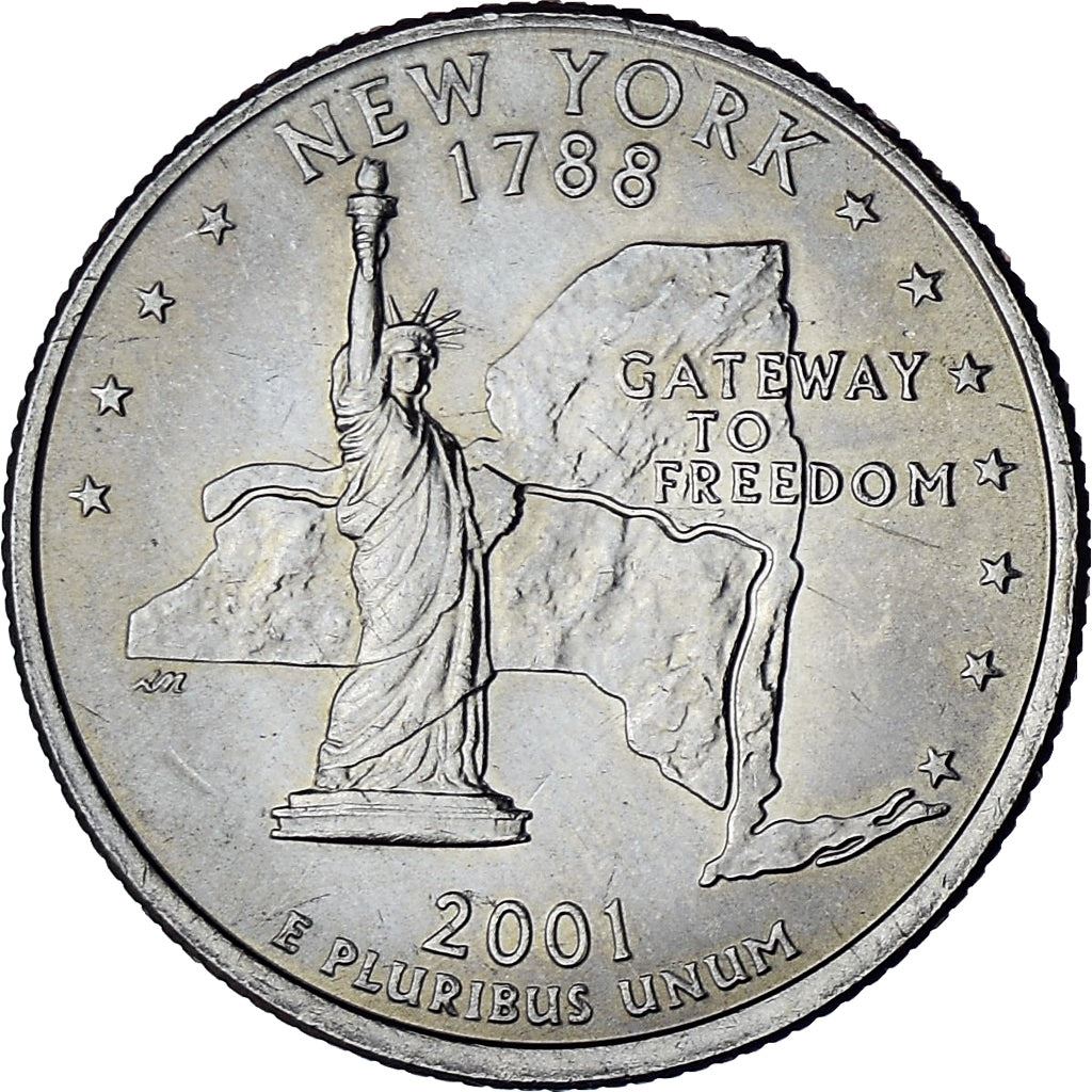 United States | 1/4 Dollar Coin | New York | Km:318 | 2001