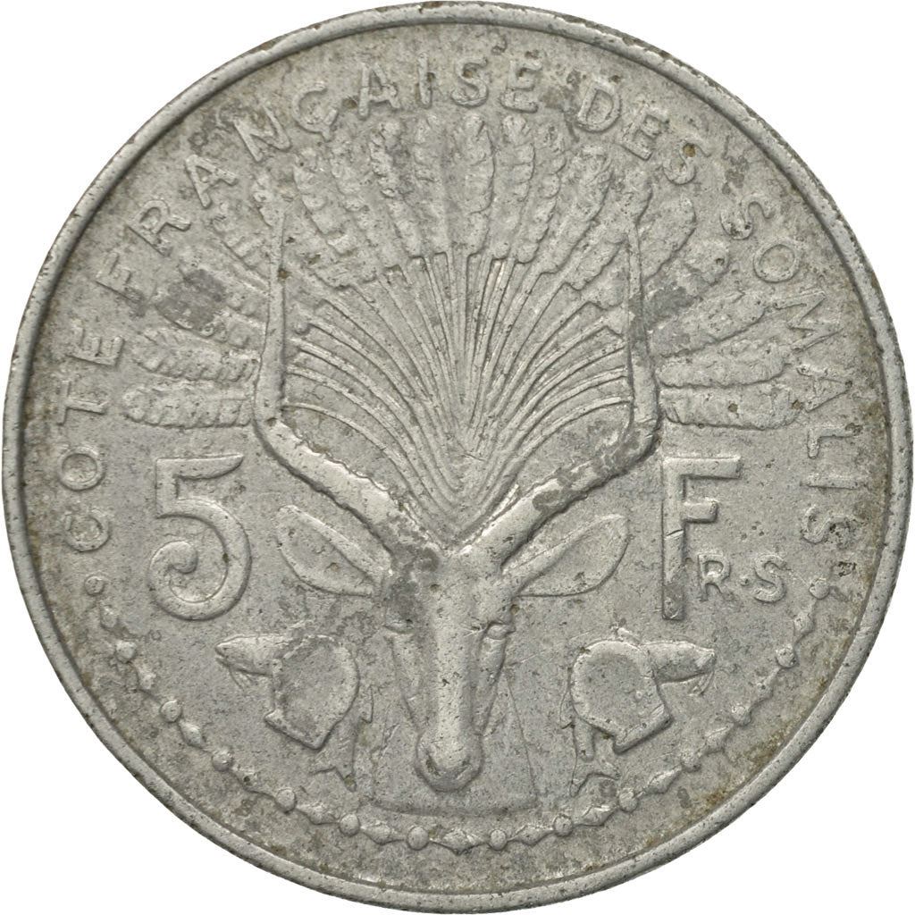 French Somaliland | 5 Francs Coin | Marianne | Waterbuck | Km:10 | 1959 - 1965