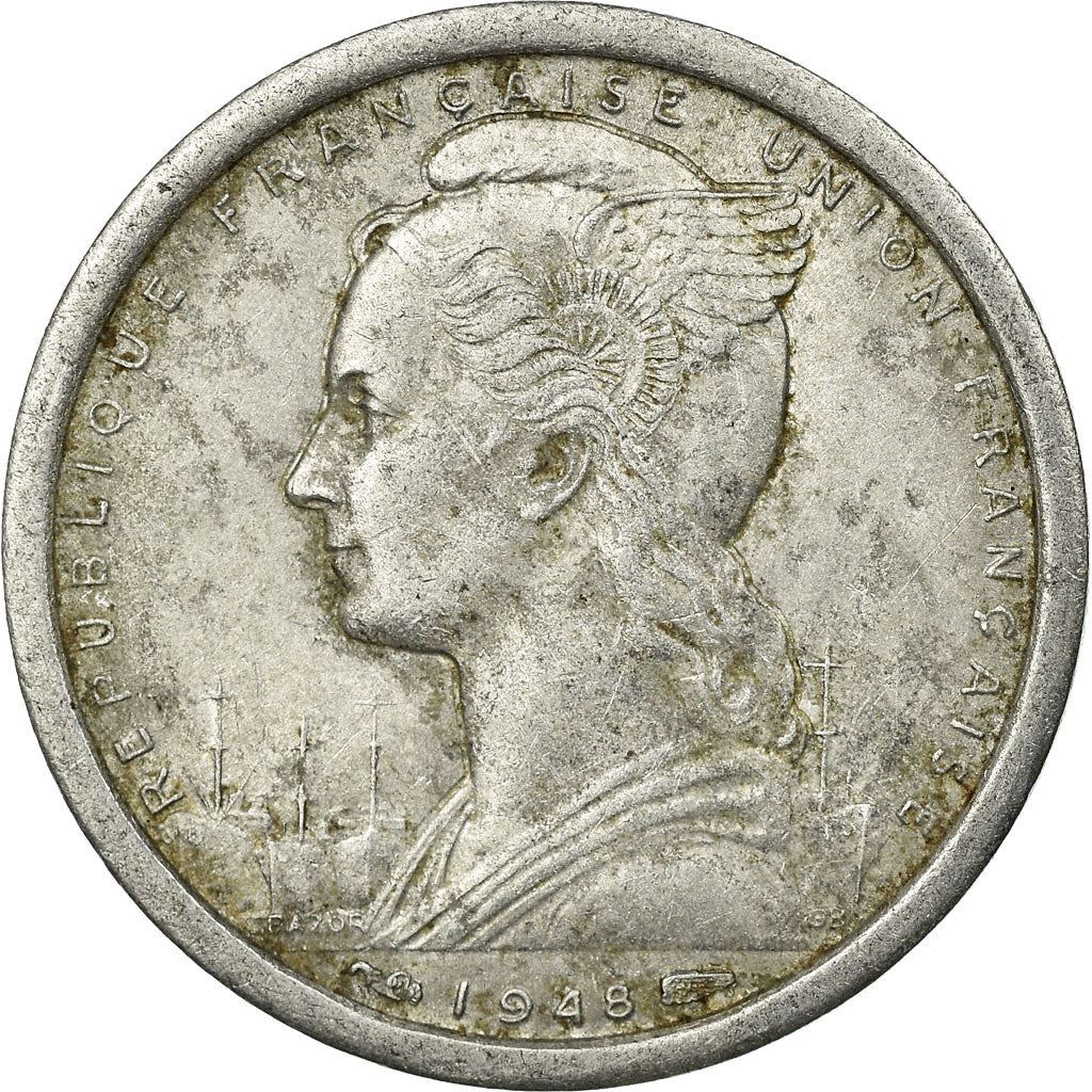 French West Africa | 1 Franc Coin | Marianne | Gazelle | Maize | Km:3 | 1948 - 1955