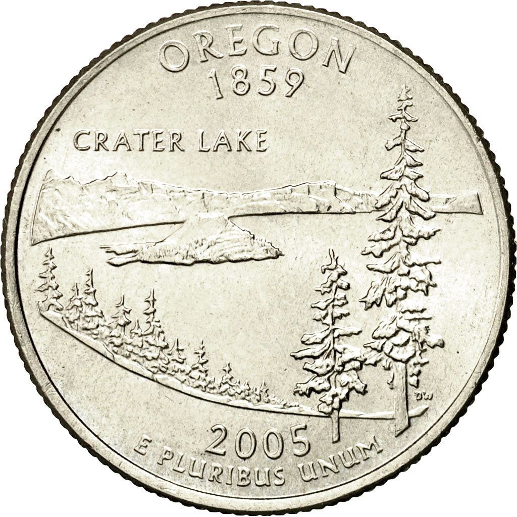 United States | 1/4 Dollar Coin | Oregon | Km:372 | 2005