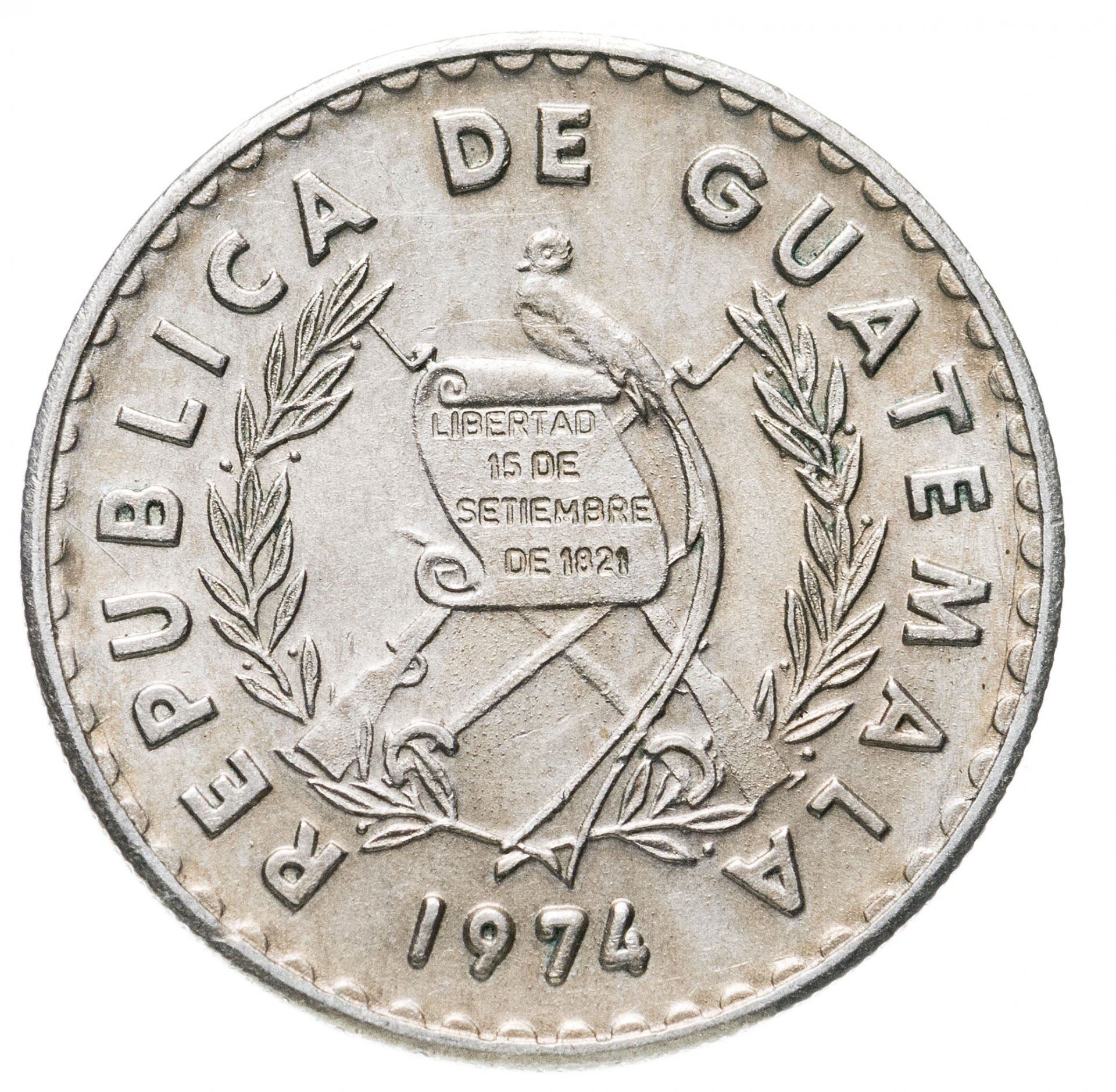 Guatemala | 10 Centavos Münze | Maya-Säule | Km:274 | 1974 - 1975