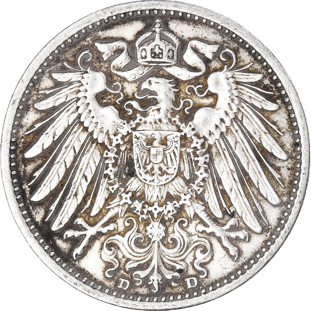 German Empire 1 Mark Coin | Deutsches Reich | Wilhelm II | Type 2 - Small Shield | KM14 | 1891 - 1916