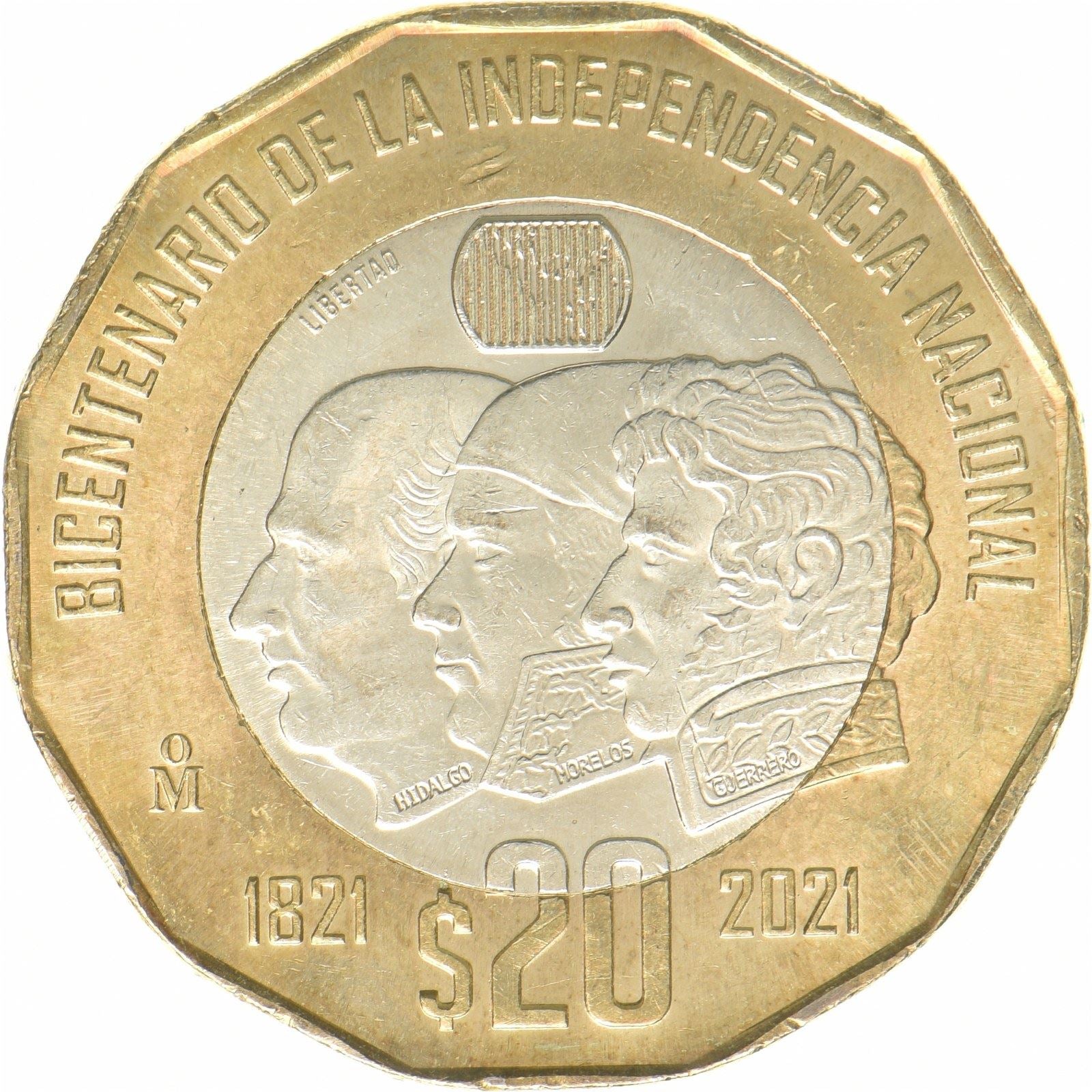 Mexico | 20 Pesos Coin | Bicentenary of the Independence | Bimetallic | KM:998 | 2021