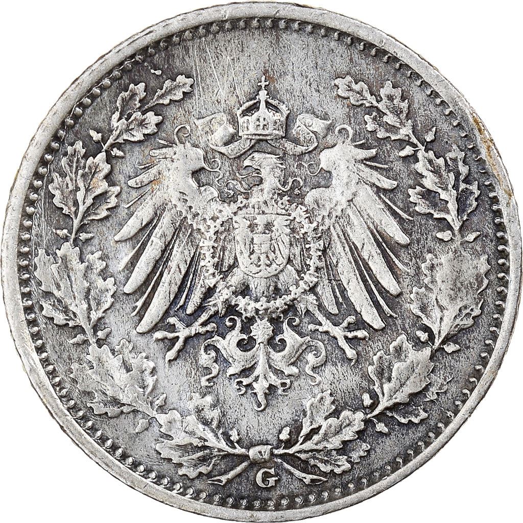 German Empire 1/2 Mark Coin | Deutsches Reich | Wilhelm II | Type 2 | KM17 | 1905 - 1919