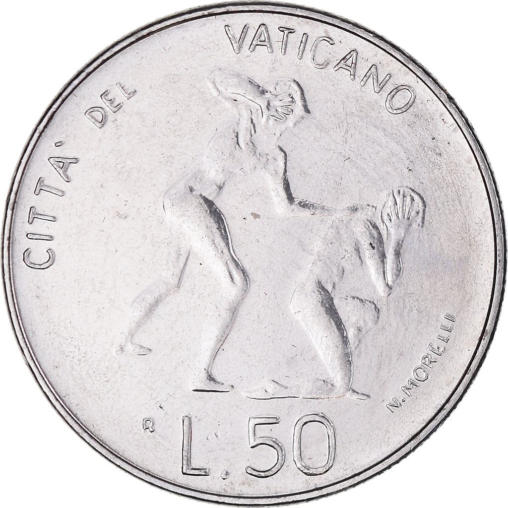 Vatican City | 50 Lire Coin | Adam and Eve | Acmonital | KM:172 | 1983