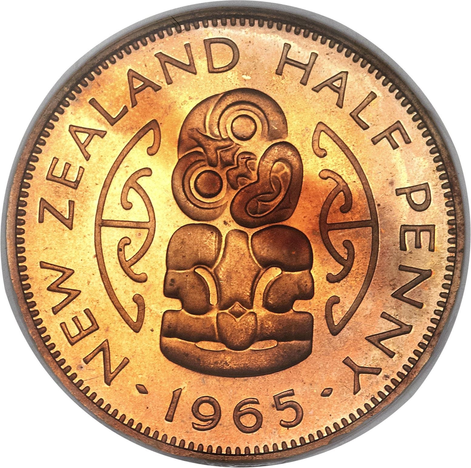 New Zealand | 1/2 Penny Coin | Elizabeth II | Hei-Tiki | Maori Pendant | Km:23.1 | 1953 - 1965