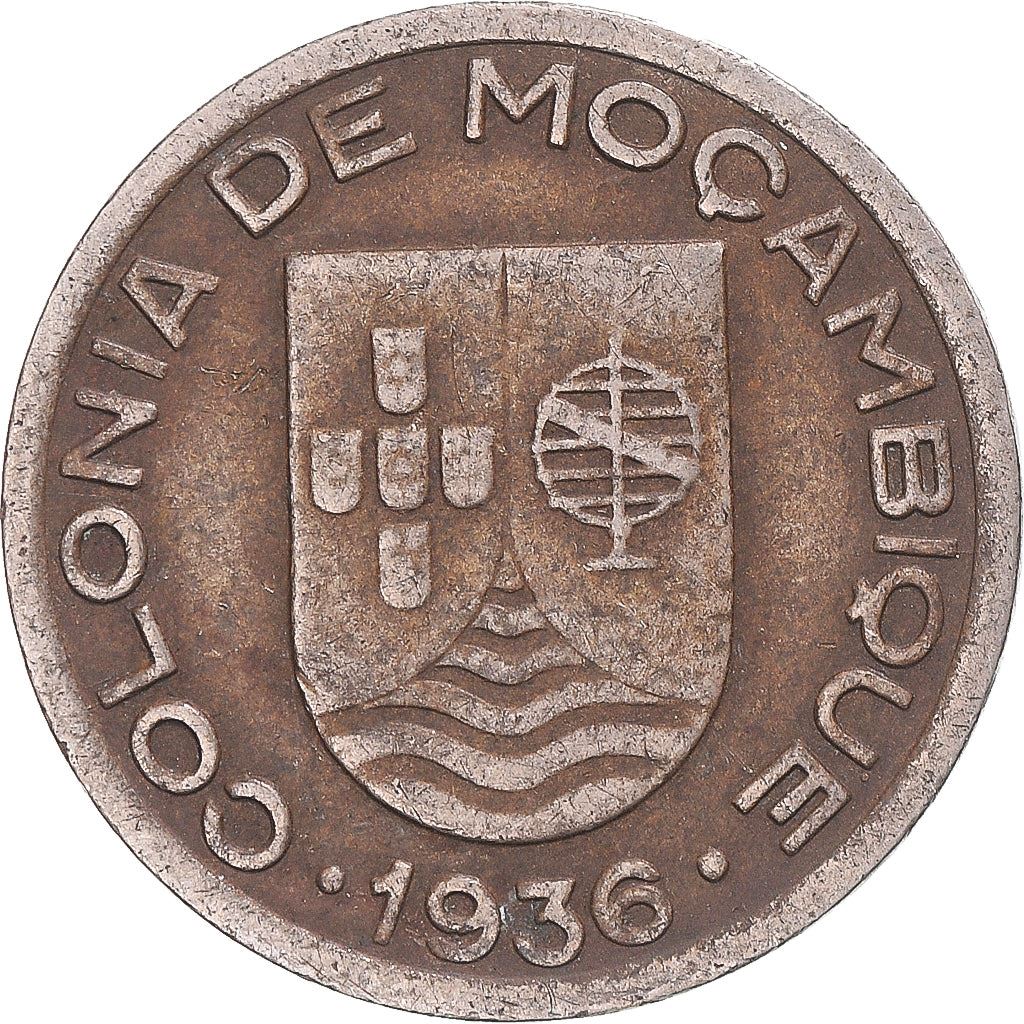 Mozambique | 50 Centavos Coin | Globe | Shield | Km:65 | 1936