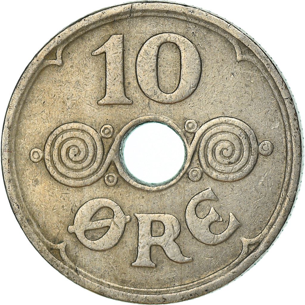 Denmark | 10 Ore Coin | Monogram | Km:822 | 1924 - 1947