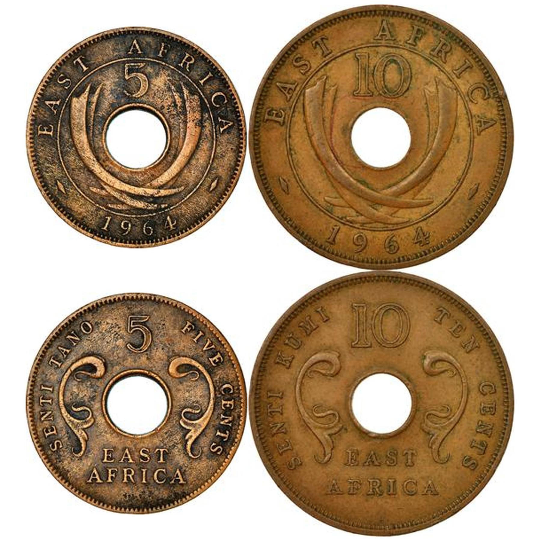 East Africa | 2 Coin Set | 5 10 Cents | 1964