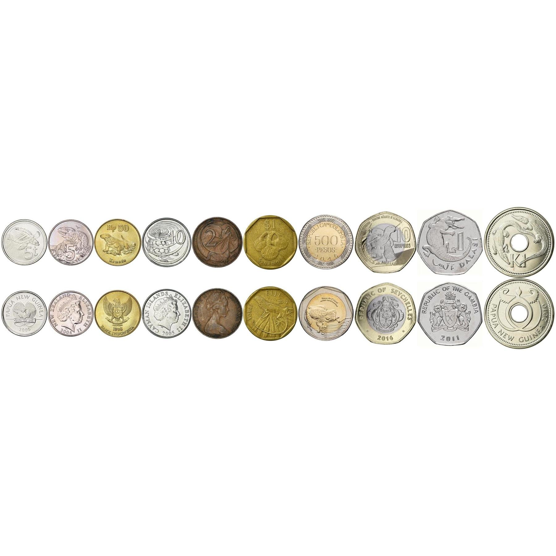 Coins With Different Reptiles And Amphibians | Crocodiles, Alligators, Turtles, Tortoises, Lizards and More