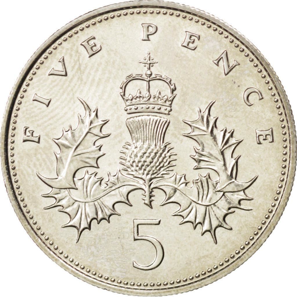 United Kingdom | 5 Pence Coin | Elizabeth II | Km:929 | 1982 - 1984