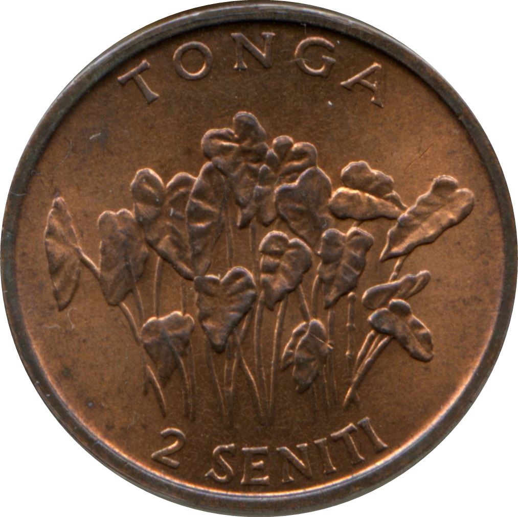 Tonga | Moneta da 2 Seniti | Pianta di Taro | FAO | Km:67 | 1981 - 1996