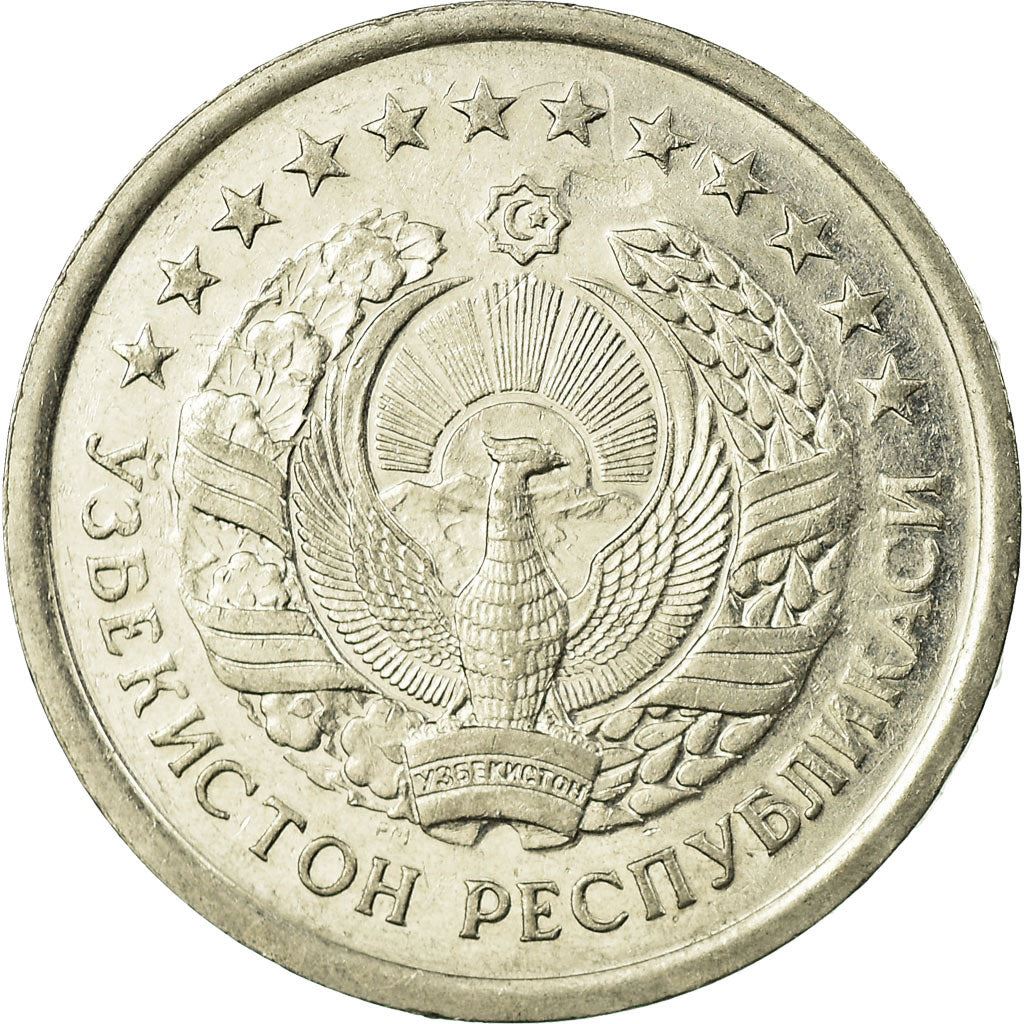 Uzbekistan | 50 Tiyin Coin | Stars | Cotton | Wheat | Sun | Huma Bird | Km:6 | 1994