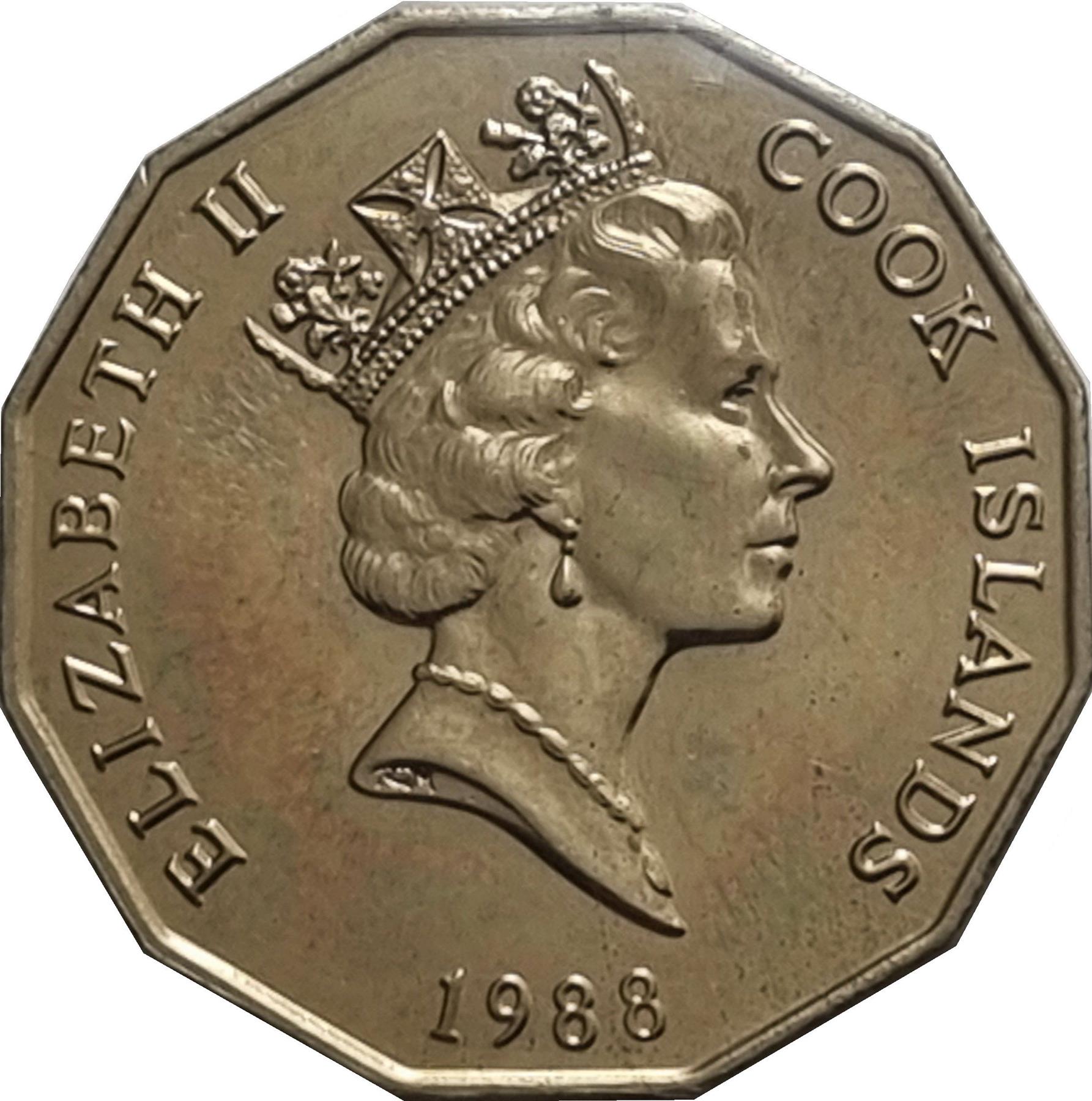 Cook Islands | 5 Dollars Coin | Elizabeth II | Conch Shell | KM:39 | 1987 - 1994