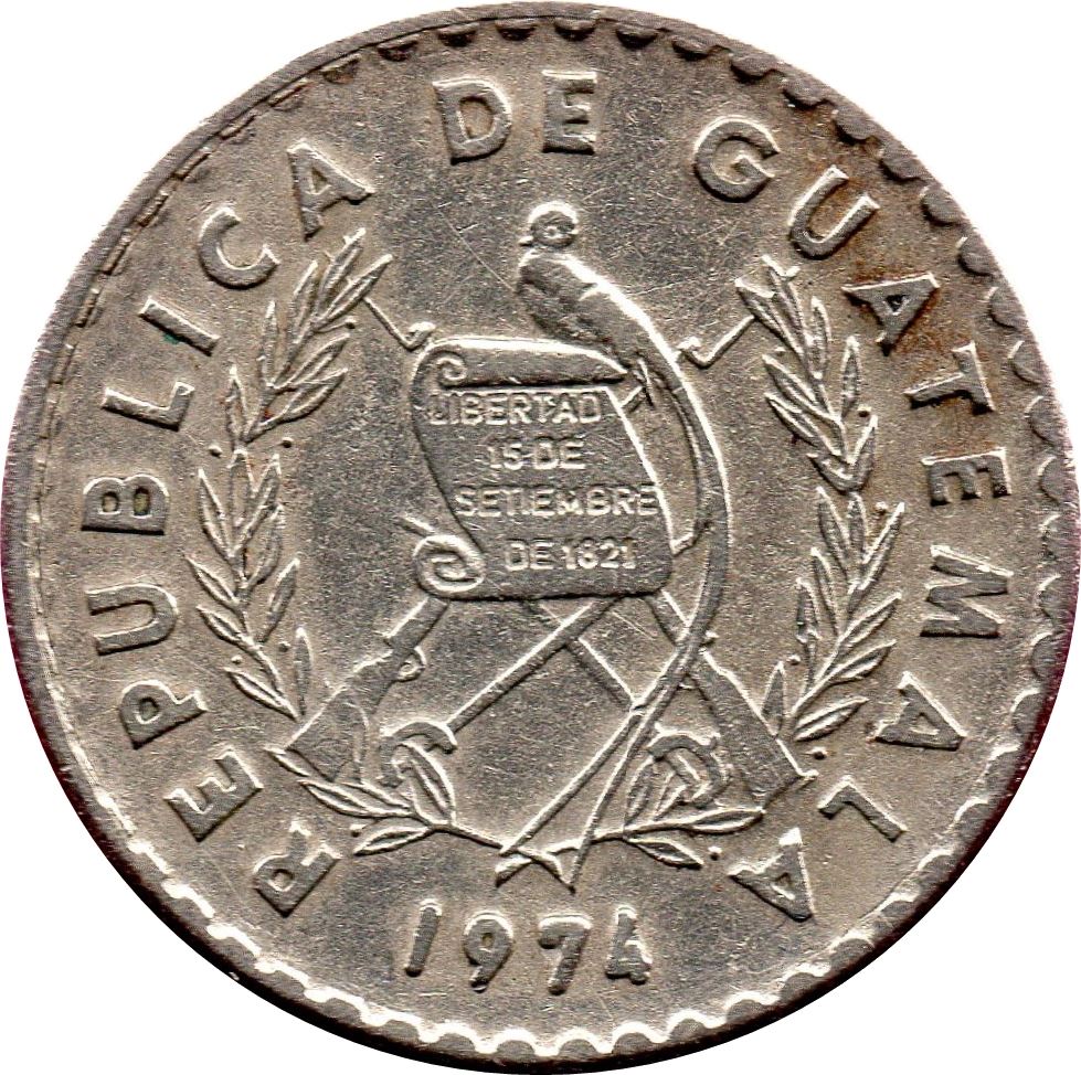 Guatemala | 10 Centavos Münze | Maya-Säule | Km:274 | 1974 - 1975