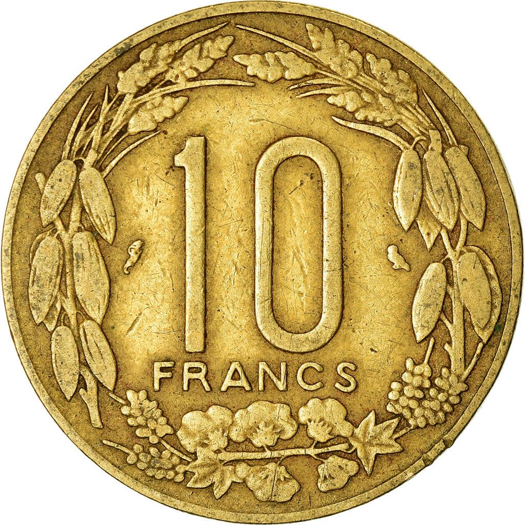 Central African States | 10 Francs Cfa Coin | Antelope | Crops | Km:2A | 1965 - 1972