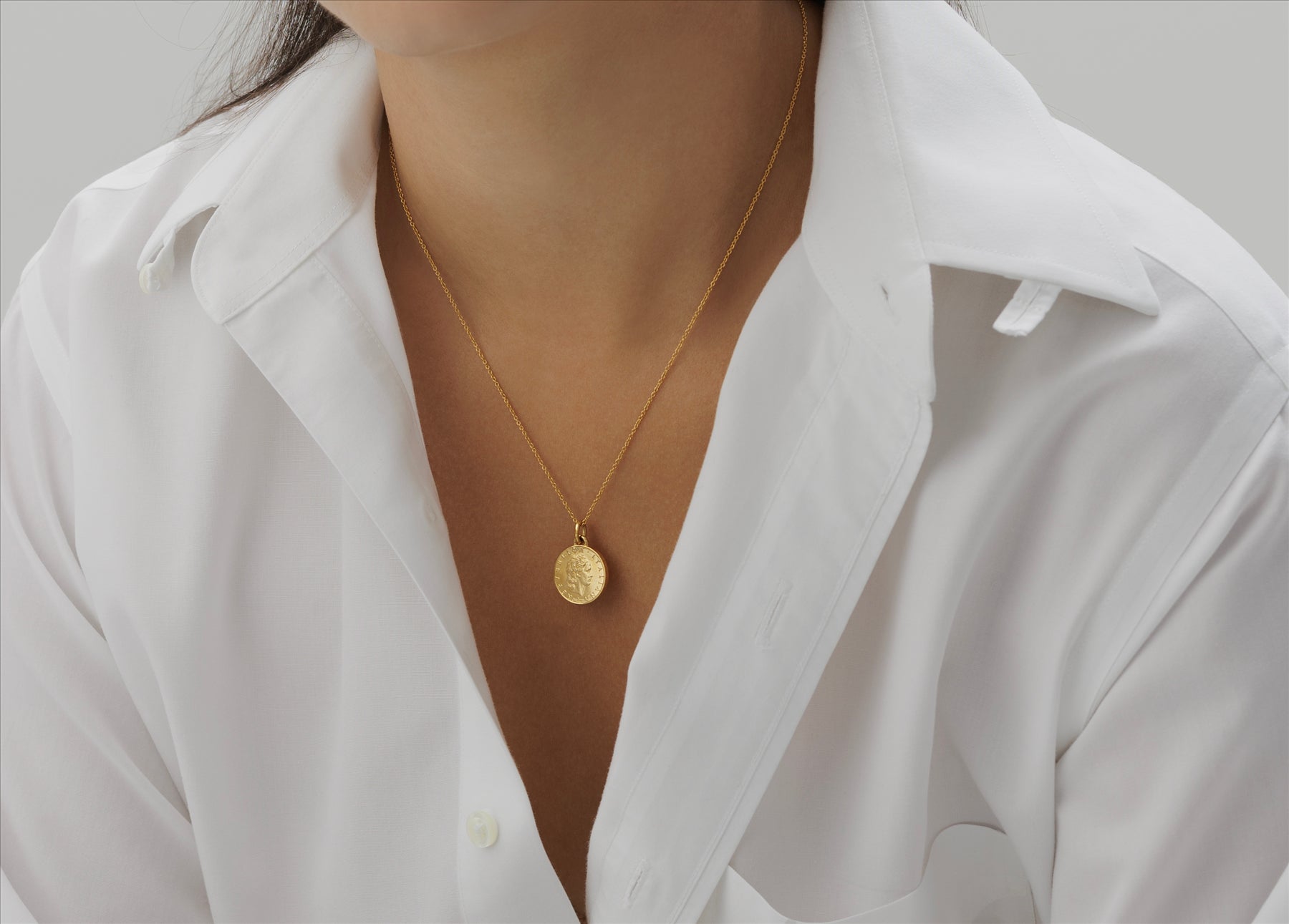 Italian Coin Necklace | Medallion Pendant Jewelry | 18K Gold Plated 50 Lira | 1990 - 1995