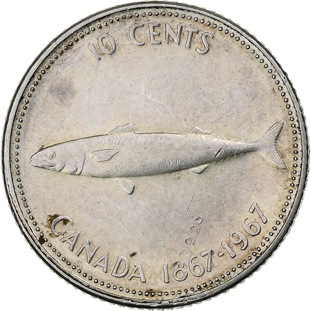 Canada | 10 cent mønt | Sølv | Makrel | KM:67a | 1967