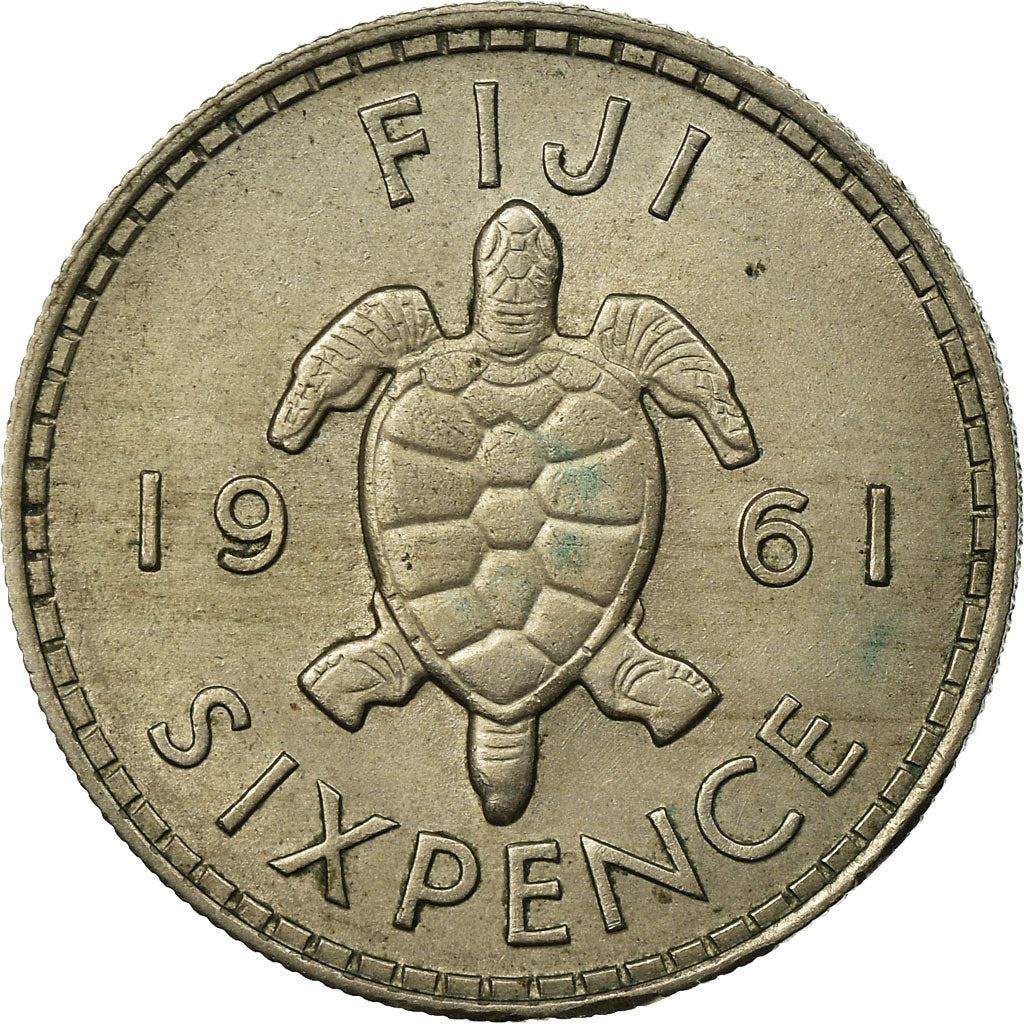 Fiji | Moneda de 6 peniques | Reina Isabel II | Tortuga Marina | KM19 | 1953 - 1967