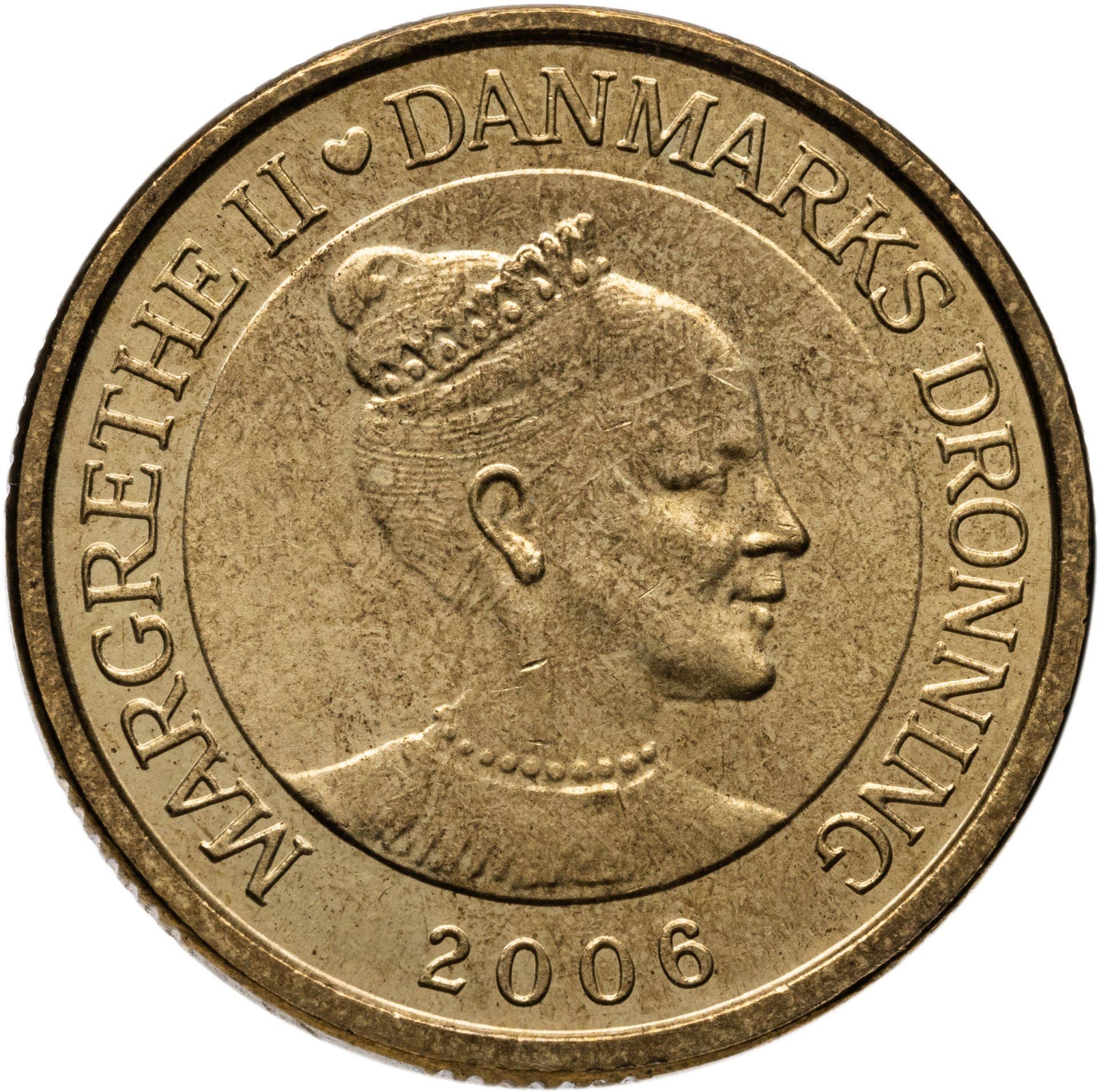 Danish | 20 Kroner Coin | Queen Margrethe II | Tre BrOdre | Cairns | KM913 | Denmark | 2006