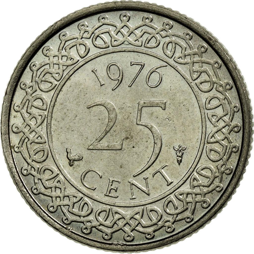 Suriname | 25 Cents Coin | Natives | Wreath | Km:14 | 1962 - 1986