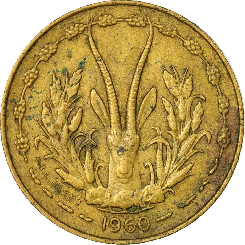 Western African States | 5 Francs Cfa Coin | Emblem of Central Bank | Gazelle | Km:2 | 1960