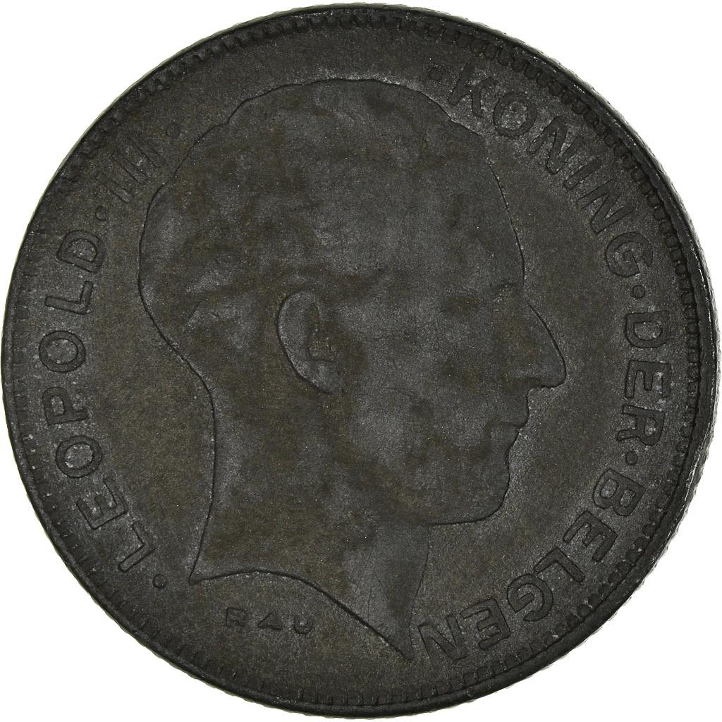 Belgijos 5 frankų moneta | Leopoldas III Belgija | KM130 | 1941 - 1947