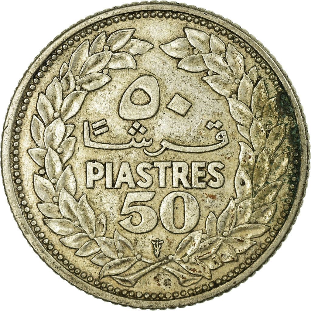 Lebanon | 50 Qirsha / Piastres Coin | Cedar tree | Km:17 | 1952