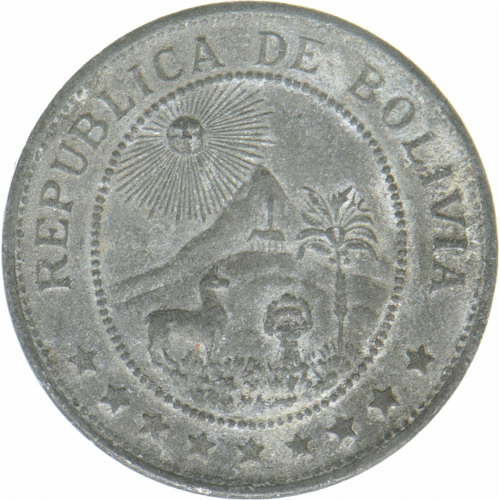 Bolivia | Moneda de 20 centavos | Caduceo | Zinc | KM:183 | 1942