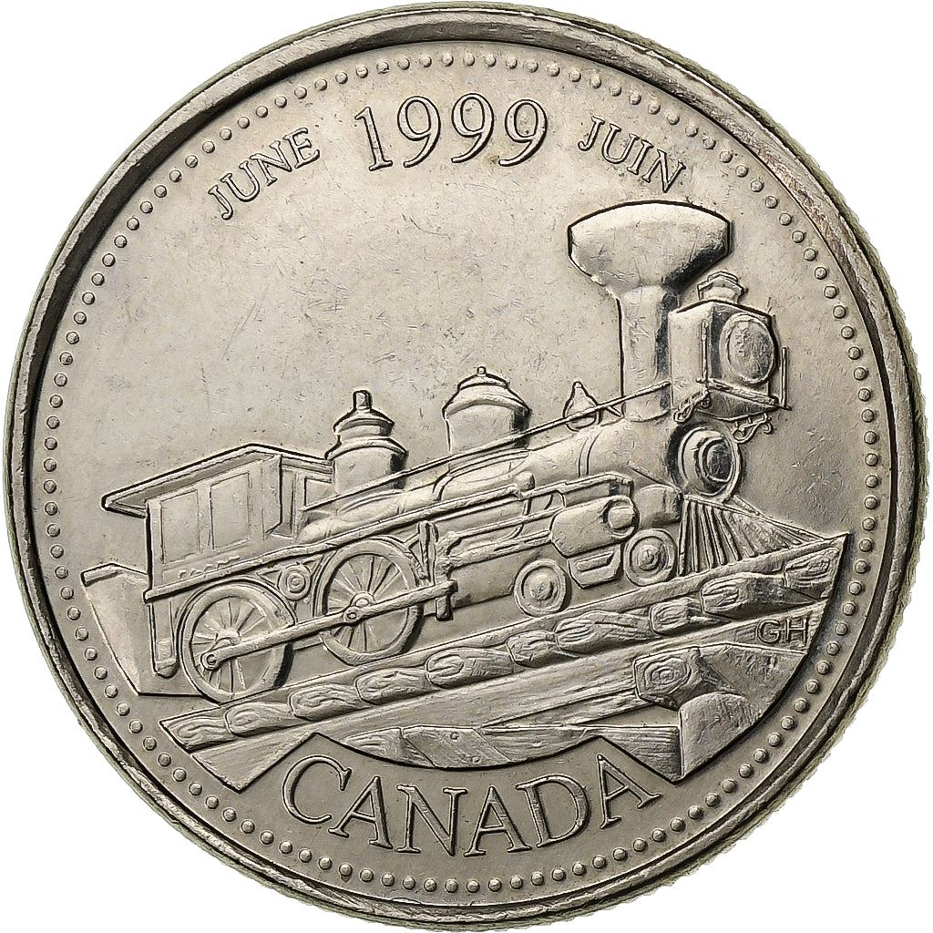 Canada | 25 Cents Coin | Steam Locomotive | Nickel | KM:347 | 1999