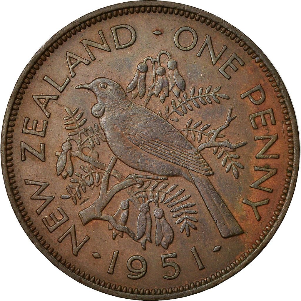 New Zealander 1 Penny Coin | King George VI | Tui Bird | KM21 | 1949 - 1952
