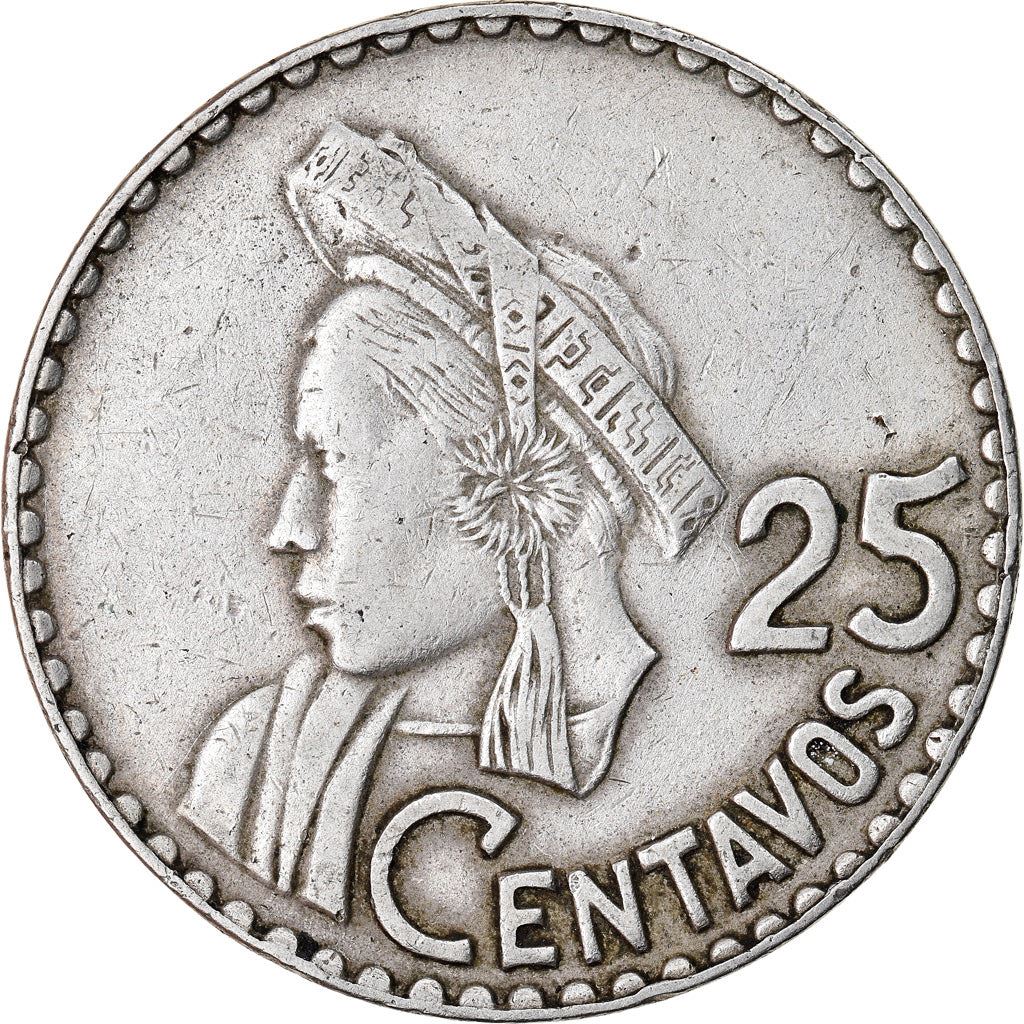 Guatemala | 25 Centavos Coin | Native bust | Km:268 | 1965 - 1966