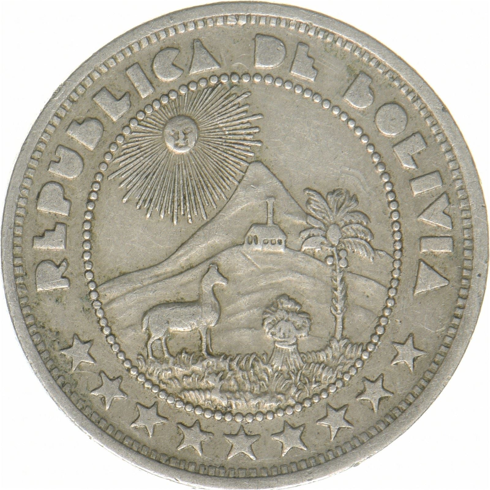 Bolivien | 10-Centavos-Münze | Kupfernickel | Wappen | KM:180 | 1937
