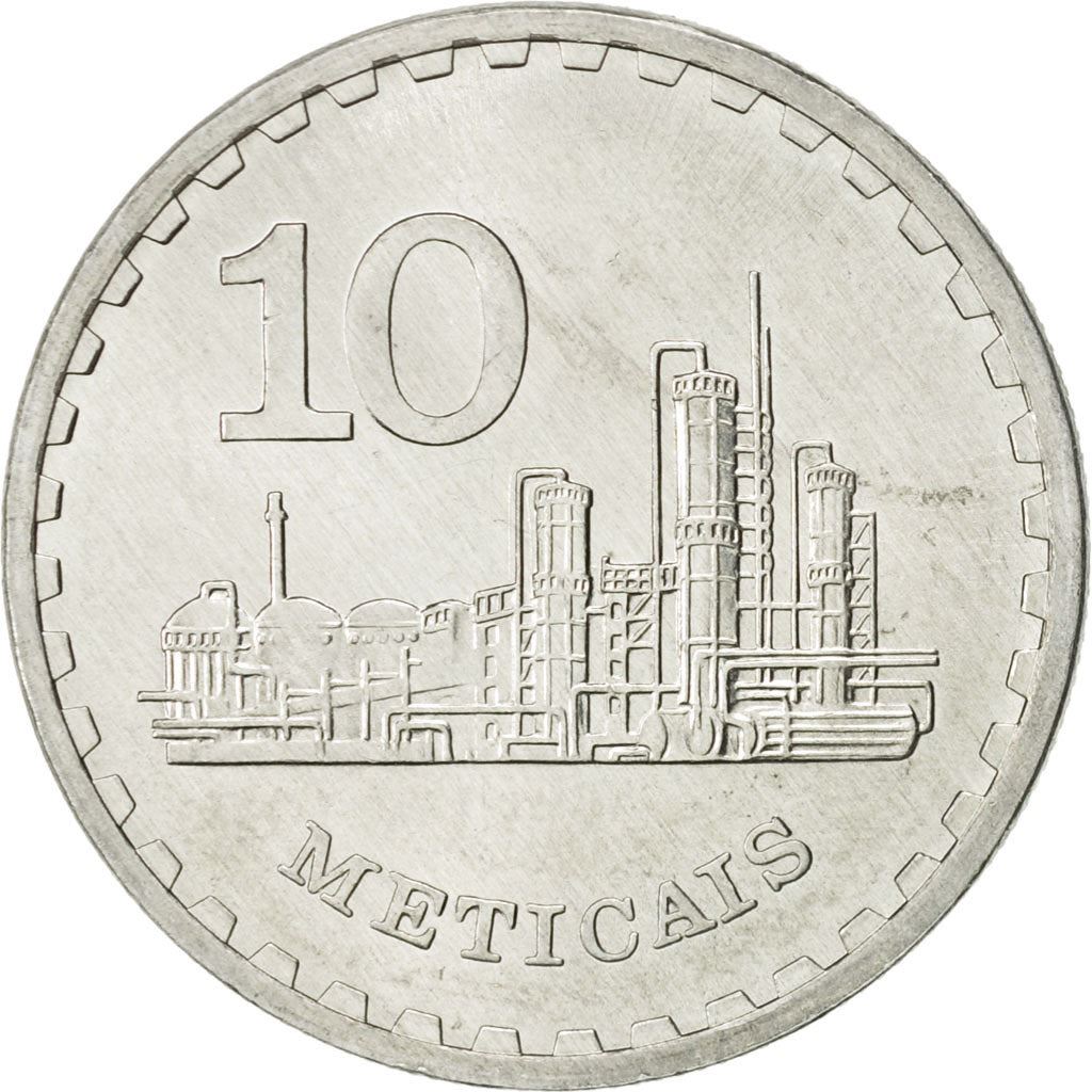 Mozambique | 10 Meticais Coin | Industrial Skyline | Km:102A | 1986