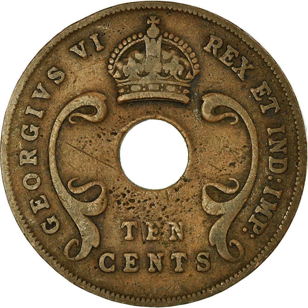 East Africa | 10 Cents Coin | Crown | Tusks | Km:26 | 1937 - 1945
