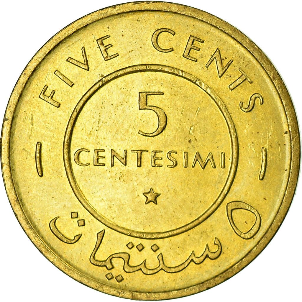 Somalia | 5 Centesimi Coin | Leopards | Shield | Star | Km:6 | 1967