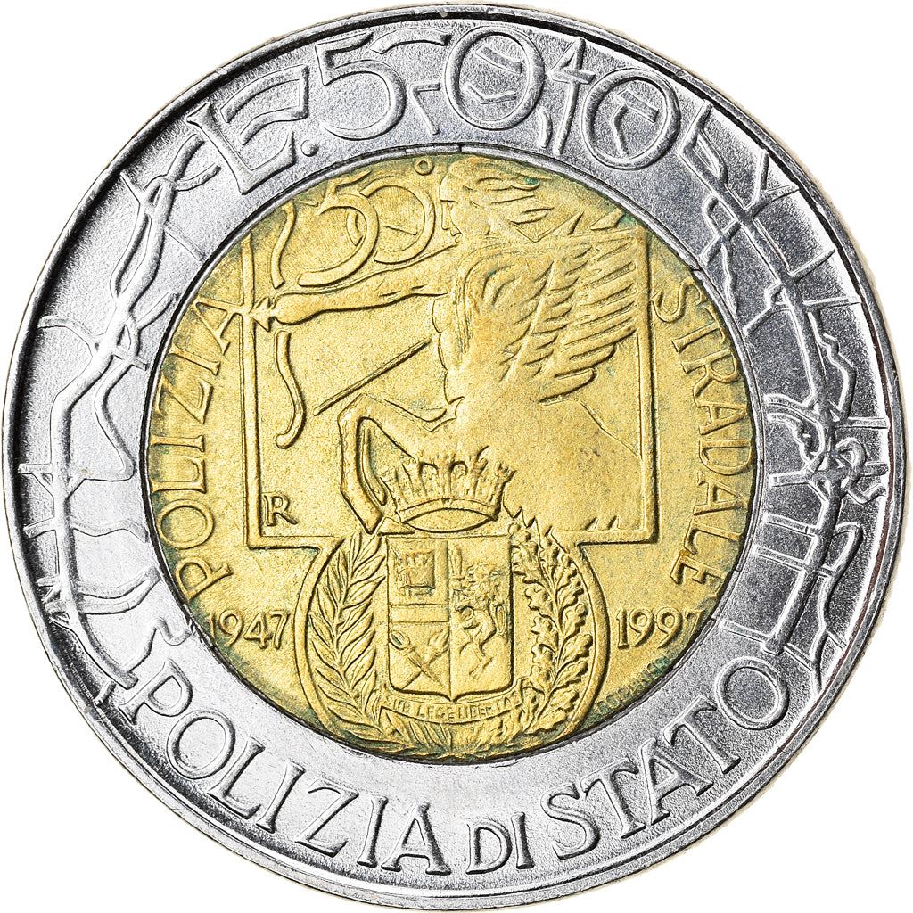 Italy | 500 Lire Coin | Traffic Police | Km:187 | 1997
