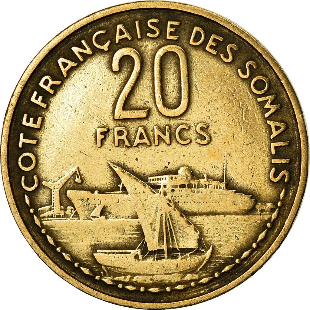 French Somaliland | 20 Francs Coin | Marianne | Dhow | Ocean Liner | Km:7 | 1952